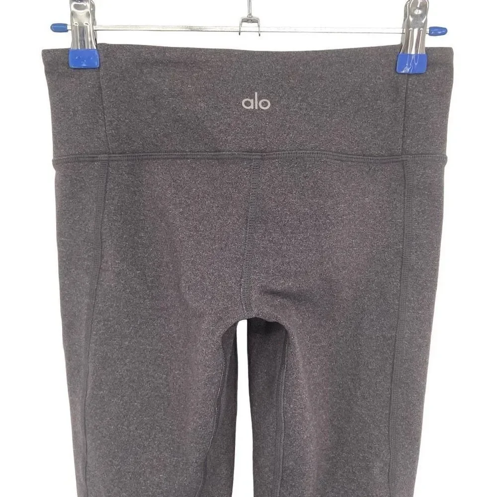 Alo Yoga Women Pants Moto Layered Mesh‎ Matte Stretch Leggings Gray XS